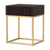 Bran 24" Modern Side End Table, Gold Steel Base, Brown Wood By Casagear Home