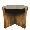 Oza 24" Side Table, Distressed Top, Crossed Base, Brown By Casagear Home