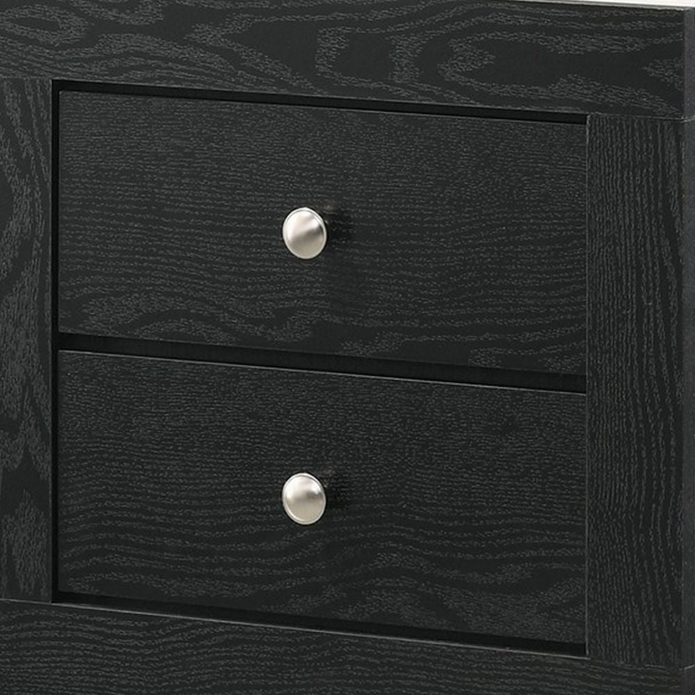 Yoh 23 2 Drawer Nightstand Marble Top Metal Knobs Black By Casagear Home BM300824