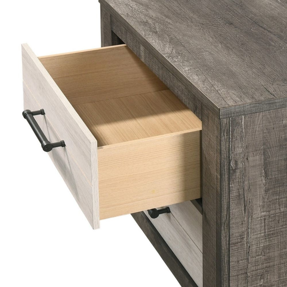 Yaz 25 2 Drawer Nightstand Bar Handles White and Gray By Casagear Home BM300834