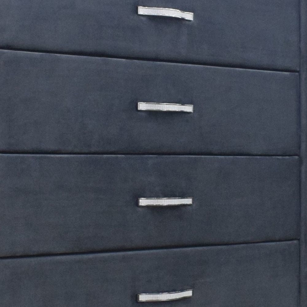 Moha 50 Tall 5 Drawer Dresser Chest Glass Gray Velvet By Casagear Home BM300836