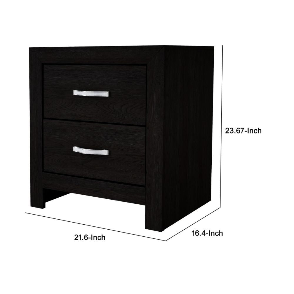 Ancy 24 2 Drawer Nightstand Faux Diamond Inlay Black By Casagear Home BM300839