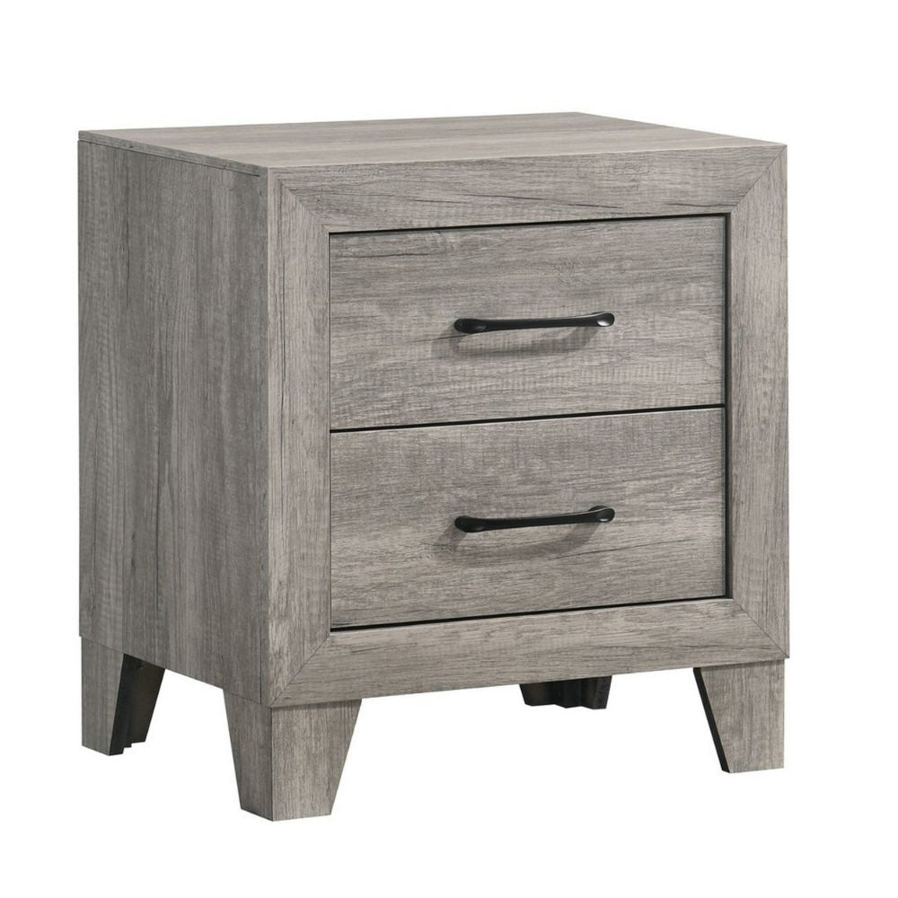 Isha 24" 2 Drawer Nightstand, Metal Handles, Driftwood Gray By Casagear Home