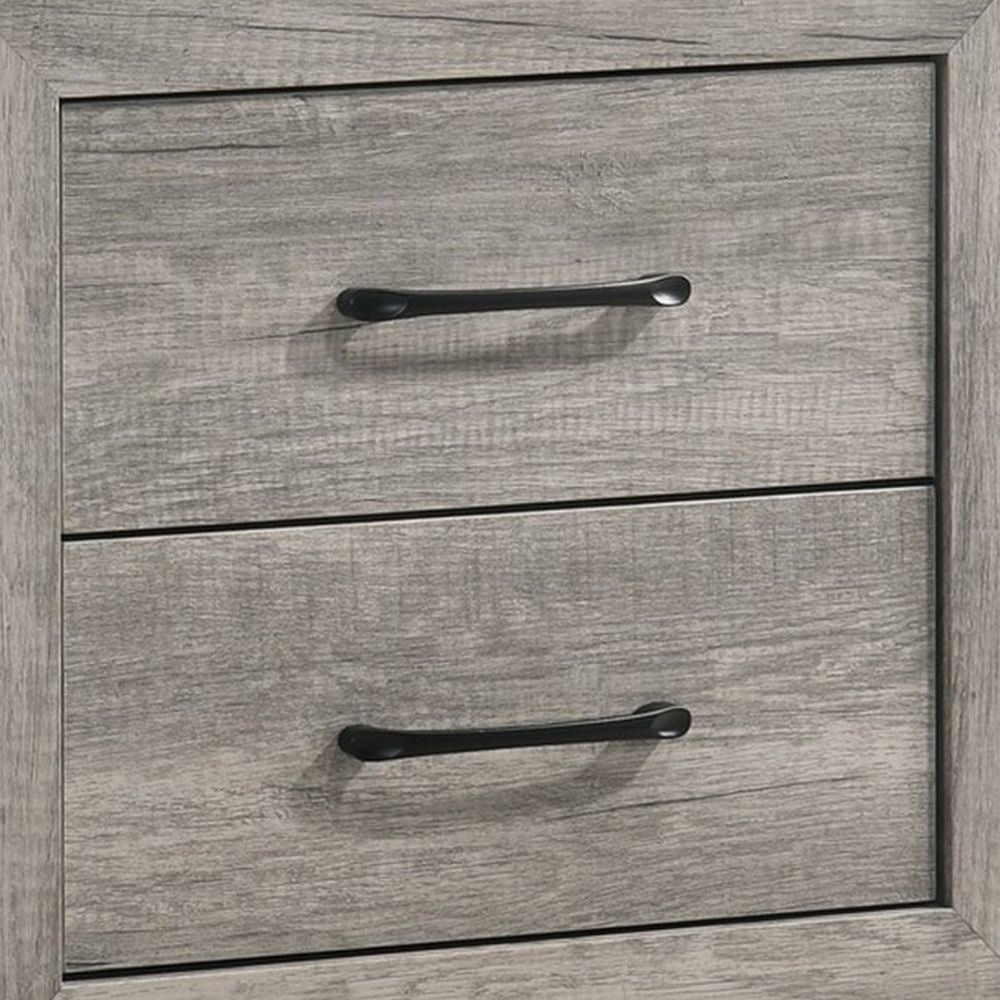 Isha 24 2 Drawer Nightstand Metal Handles Driftwood Gray By Casagear Home BM300842