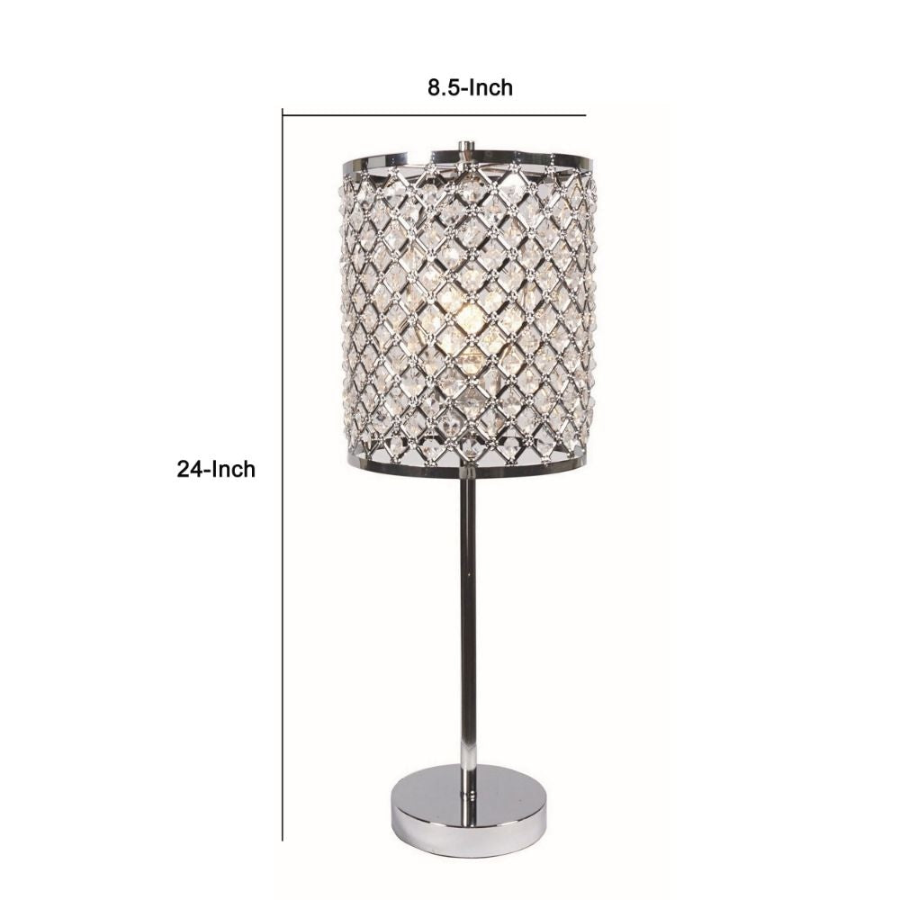 24 Table Lamp Crystal Shade Metal Accents Chrome By Casagear Home BM300851