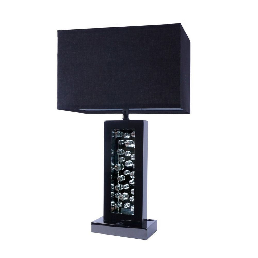 28 Nickel Table Lamp Black Fabric Shade LED Accents By Casagear Home BM300853