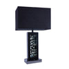 28" Nickel Table Lamp, Black Fabric Shade, LED Accents By Casagear Home