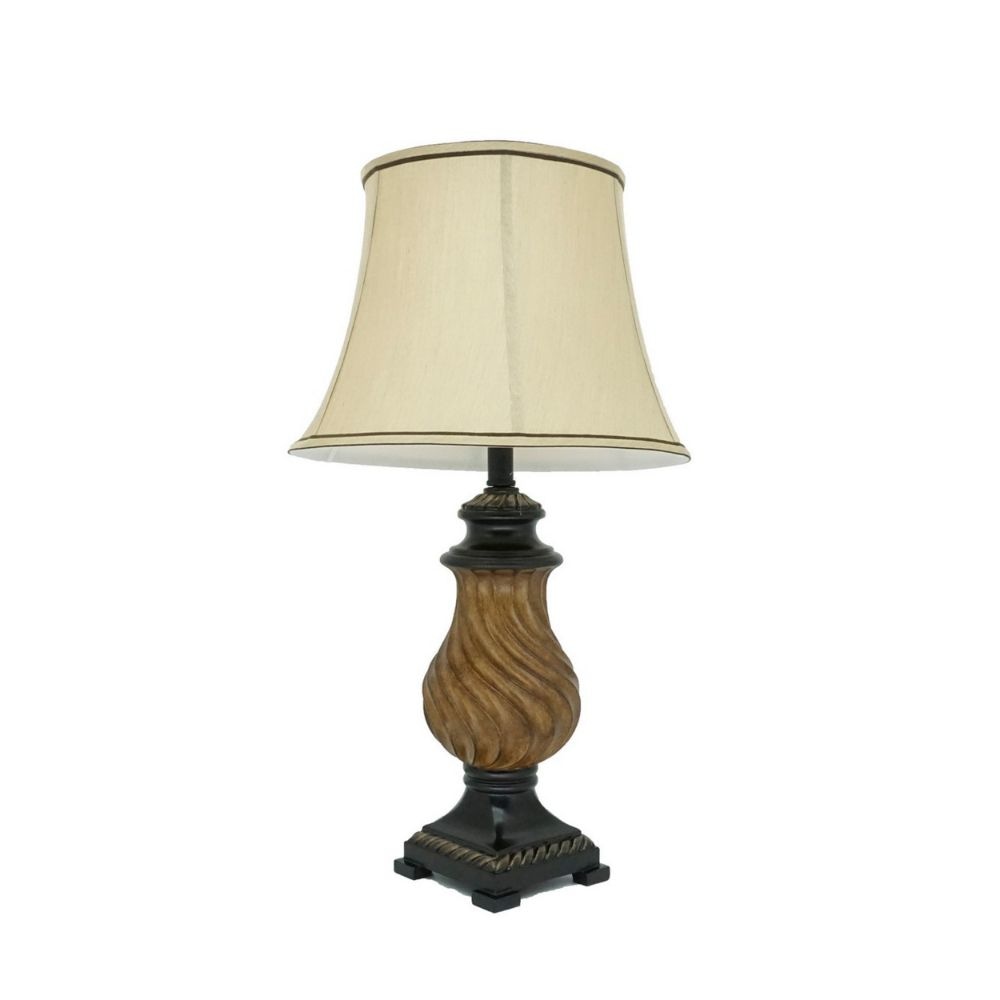 29" Table Lamp, Traditional Beige Fabric Shade, Plinth Base By Casagear Home