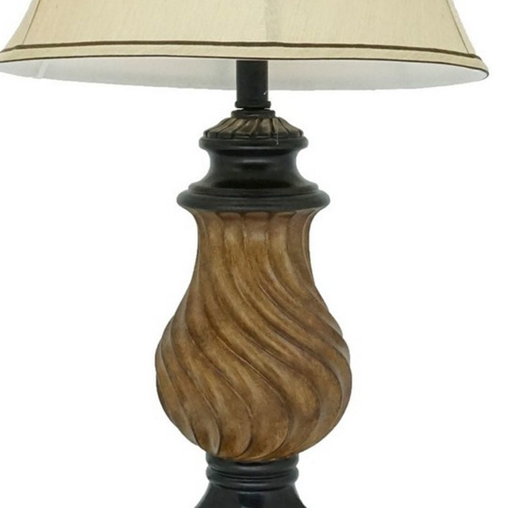 29 Table Lamp Traditional Beige Fabric Shade Plinth Base By Casagear Home BM300856