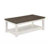 Mon 48" Coffee Table, Bottom Shelf, Brown Top, White Frame By Casagear Home