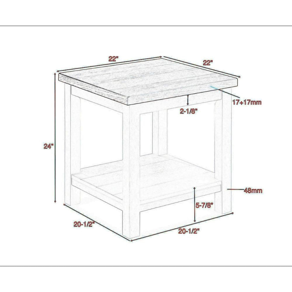 Mon 24 End Table Bottom Shelf Brown Top White Frame By Casagear Home BM300878