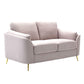 Jace 60" Loveseat, Beige Polyester, Gold Metal Legs, By Casagear Home