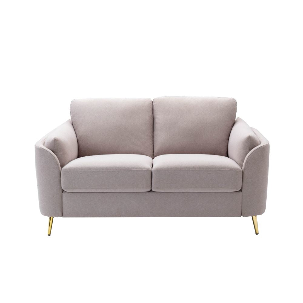 Jace 60 Loveseat Beige Polyester Gold Metal Legs By Casagear Home BM300915