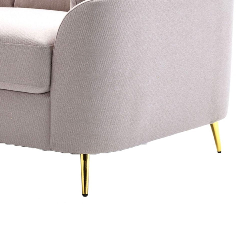 Jace 60 Loveseat Beige Polyester Gold Metal Legs By Casagear Home BM300915