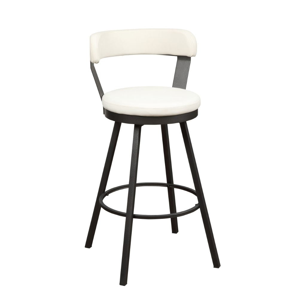 31" Swivel Bar Stool, White Faux Leather, Metal, Set of 2 By Casagear Home