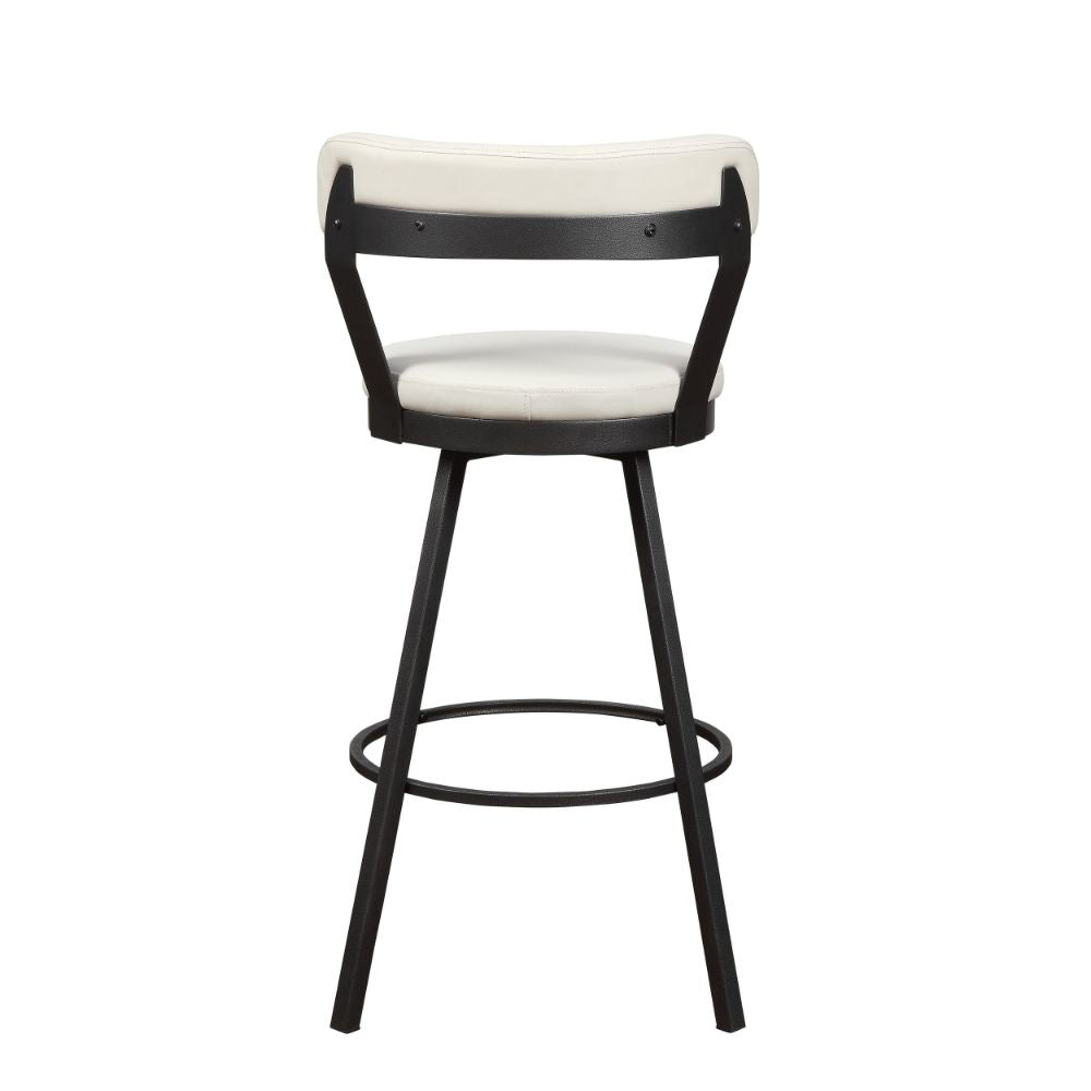 31 Swivel Bar Stool White Faux Leather Metal Set of 2 By Casagear Home BM300985