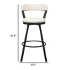 31 Swivel Bar Stool White Faux Leather Metal Set of 2 By Casagear Home BM300985