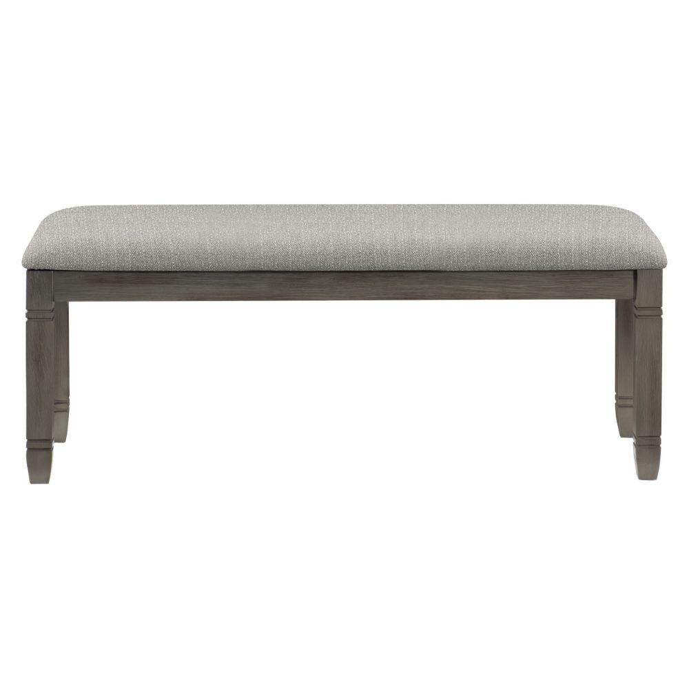 Rome 48 Bench Gray Fabric Padded Seat Antique Gray Wood By Casagear Home BM300989