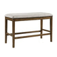 Carl 39" Counter Bench, Gray Fabric Seat, Light Oak Wood By Casagear Home