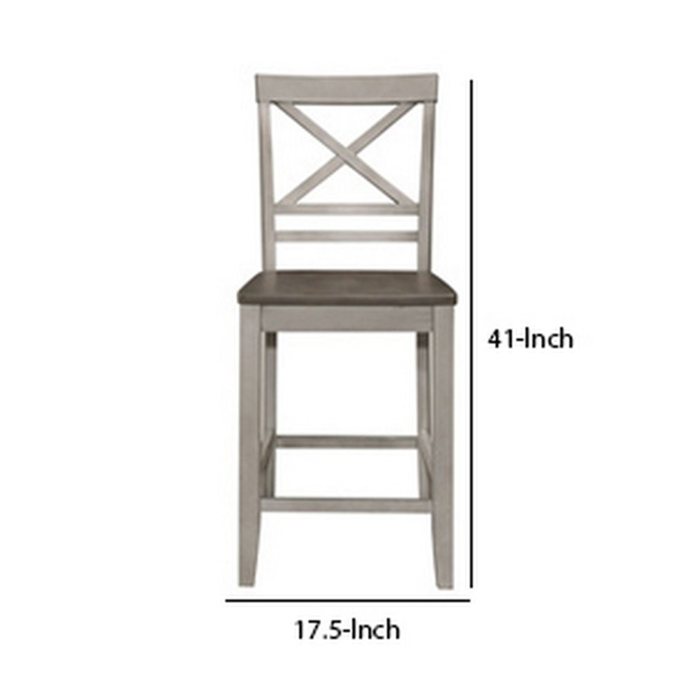 Brian 23 Counter Chair Crossbuck Backrest Gray Brown By Casagear Home BM301056