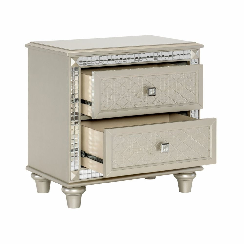 Juhi 29 Nightstand Acrylic Crystal Accents Silver Trim By Casagear Home BM301064