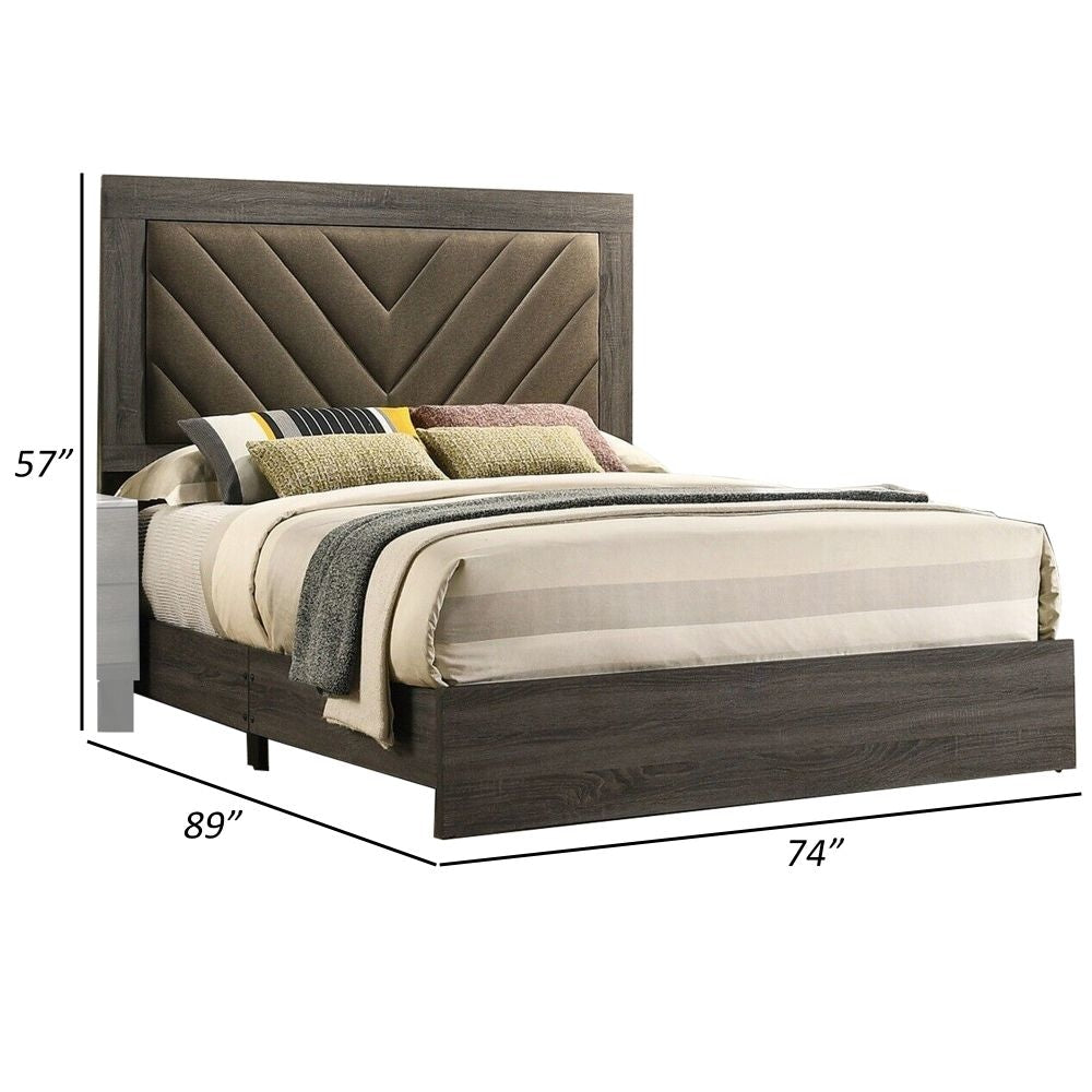 Cato California King Bed Upholstered Headboard Dark Gray By Casagear Home BM301354