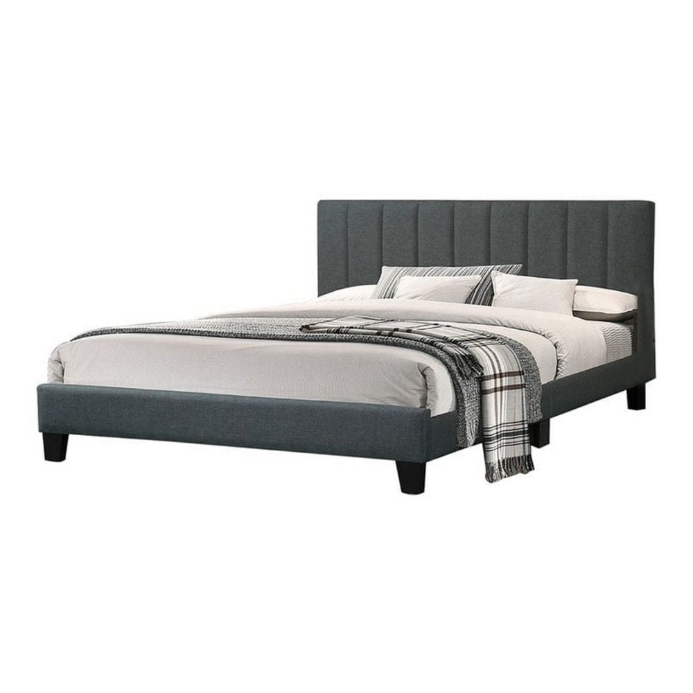 Dex Full Size Bed, Plush Tufted Upholstery, Charcoal Gray By Casagear Home