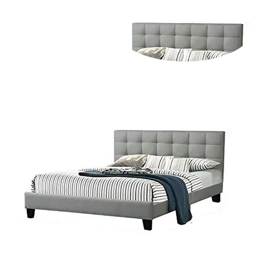 Dex Full Size Bed Plush Tufted Upholstery Light Gray By Casagear Home BM301431