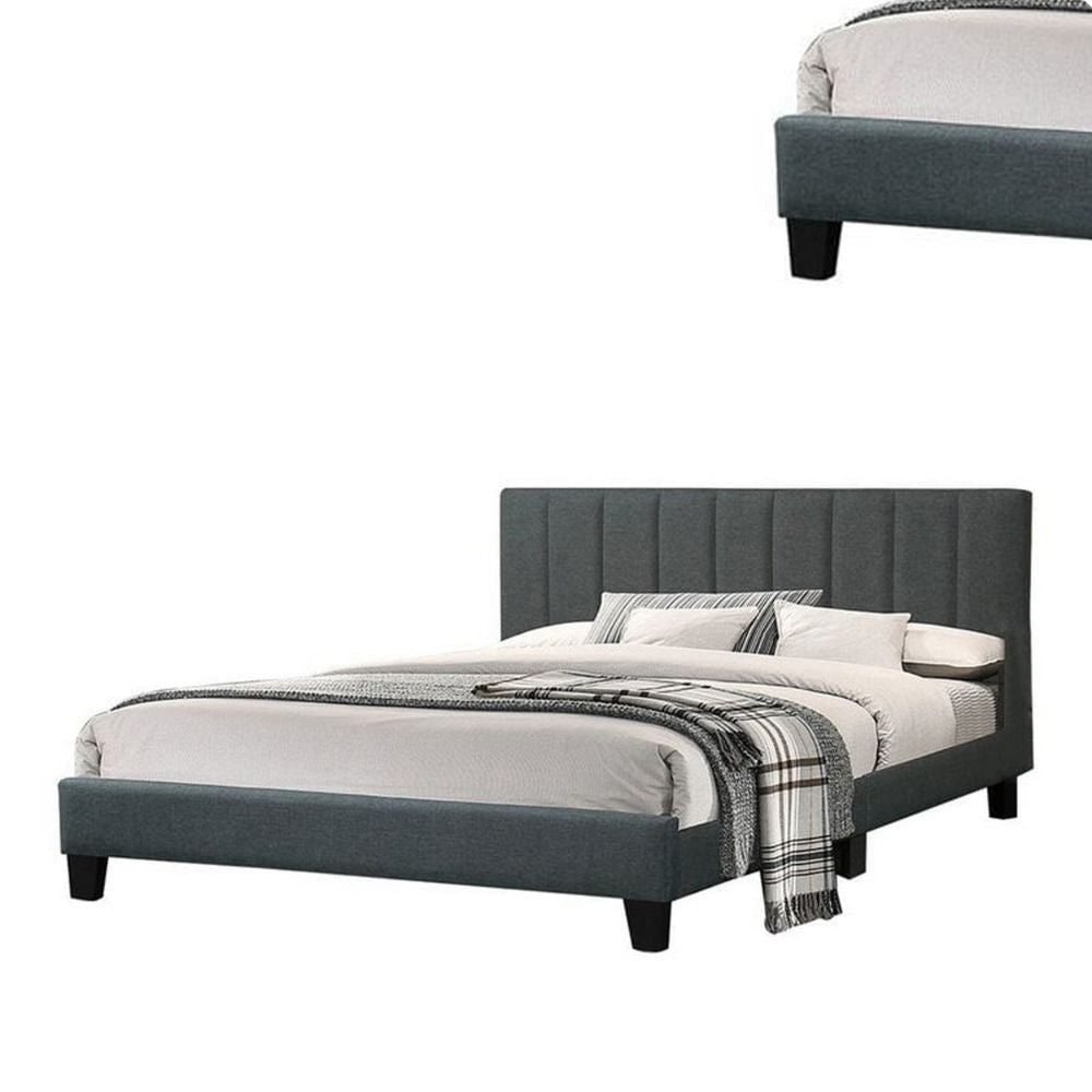 Eve California King Bed Channel Tufted Charcoal Upholstery By Casagear Home BM301433