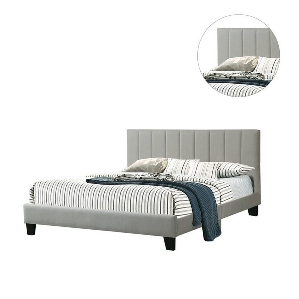 Eve California King Bed Tufted Light Gray Upholstery By Casagear Home BM301437