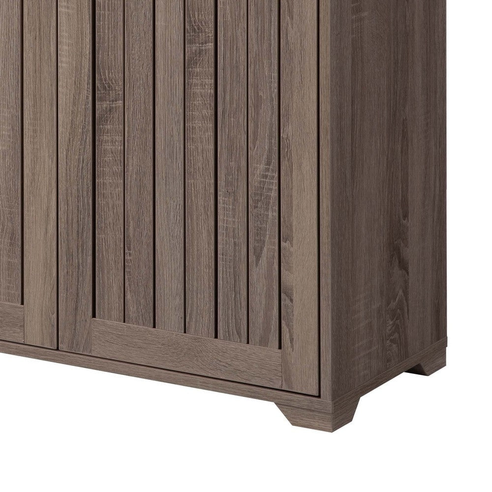 47 Inch Double Door Cabinet Console with 4 Open Shelves Dark Taupe Brown By Casagear Home BM301559