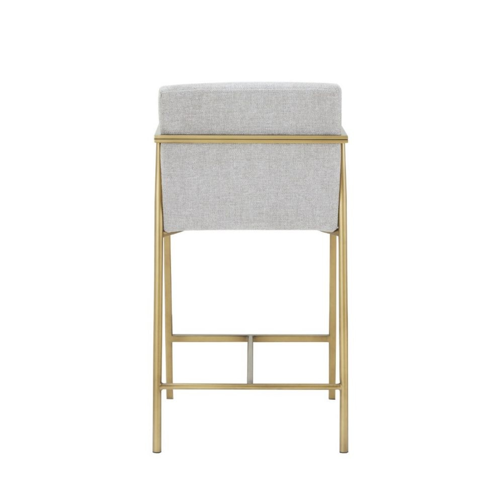 40 Counter Height Padded Stool White Fabric Brass Frame By Casagear Home BM301735