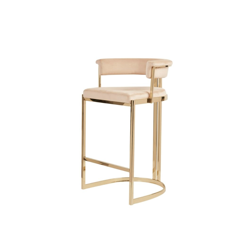 27 Cantilever Counter Stool Velvet Seat Curved Back Gold By Casagear Home BM301780