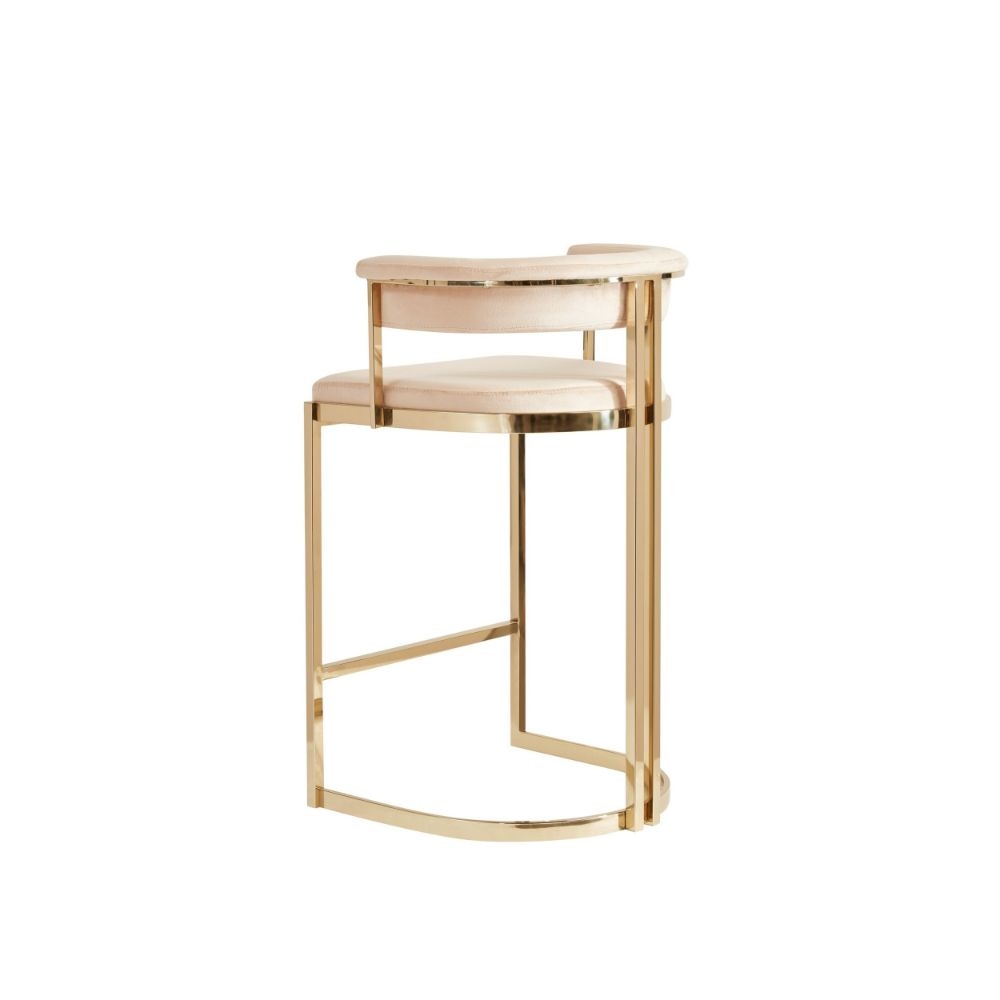 27 Cantilever Counter Stool Velvet Seat Curved Back Gold By Casagear Home BM301780