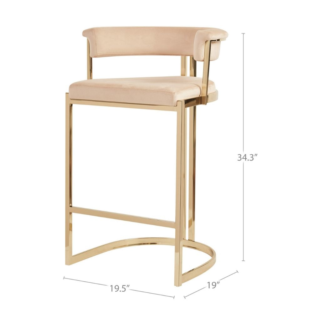 27 Cantilever Counter Stool Velvet Seat Curved Back Gold By Casagear Home BM301780