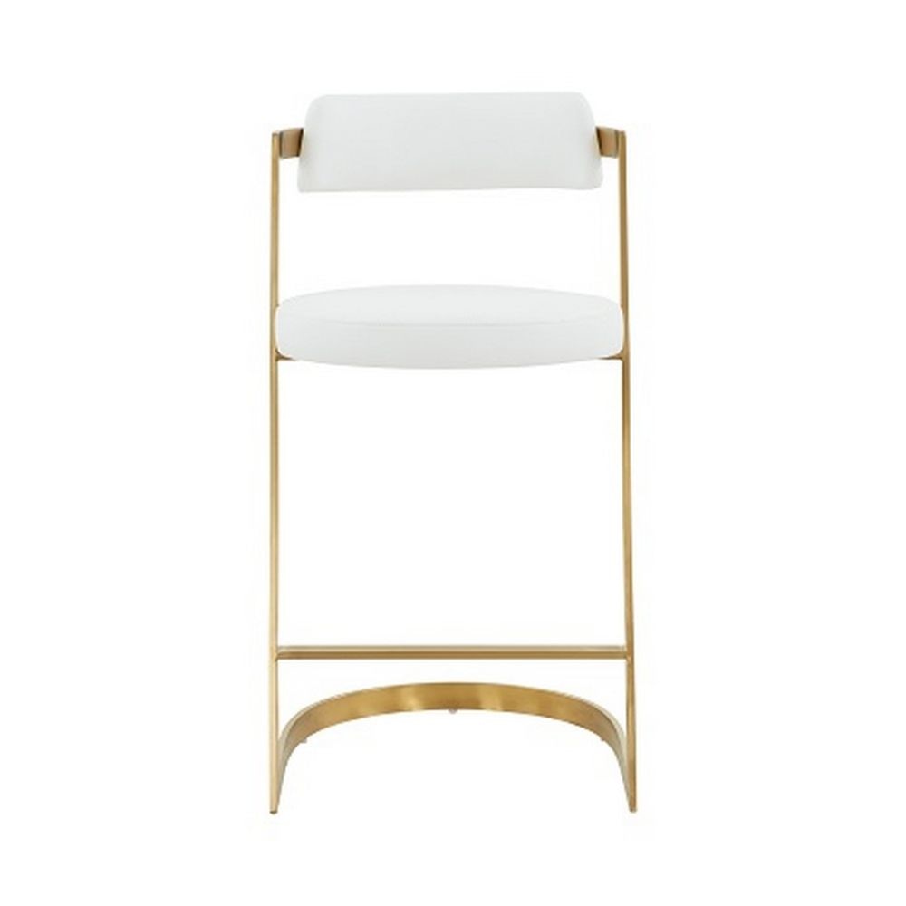 26 Counter Stool Gold Cantilever Base White Vegan Leather By Casagear Home BM301817