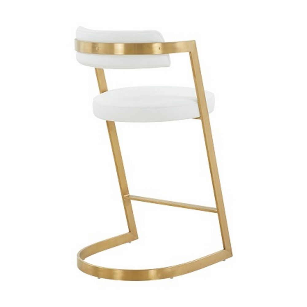 26 Counter Stool Gold Cantilever Base White Vegan Leather By Casagear Home BM301817