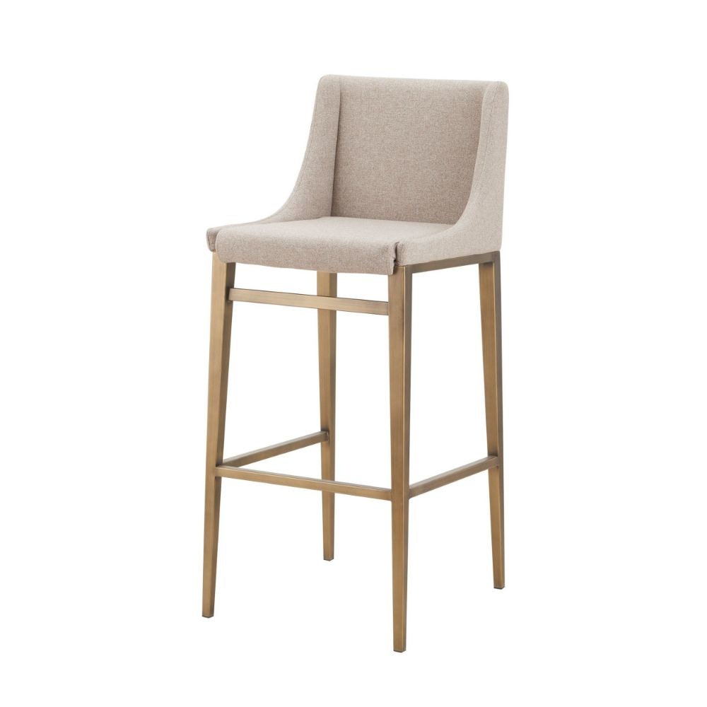 Cid Kenn 31 Bar Stool Set of 2 Beige Fabric Brass By Casagear Home BM301861