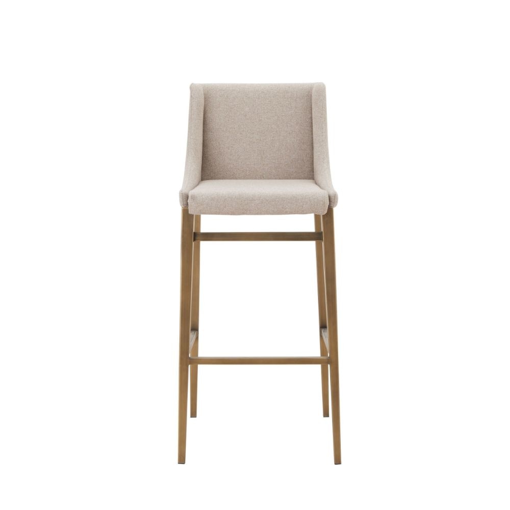 Cid Kenn 31 Bar Stool Set of 2 Beige Fabric Brass By Casagear Home BM301861