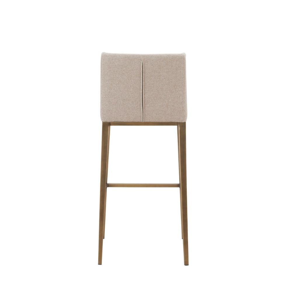 Cid Kenn 31 Bar Stool Set of 2 Beige Fabric Brass By Casagear Home BM301861