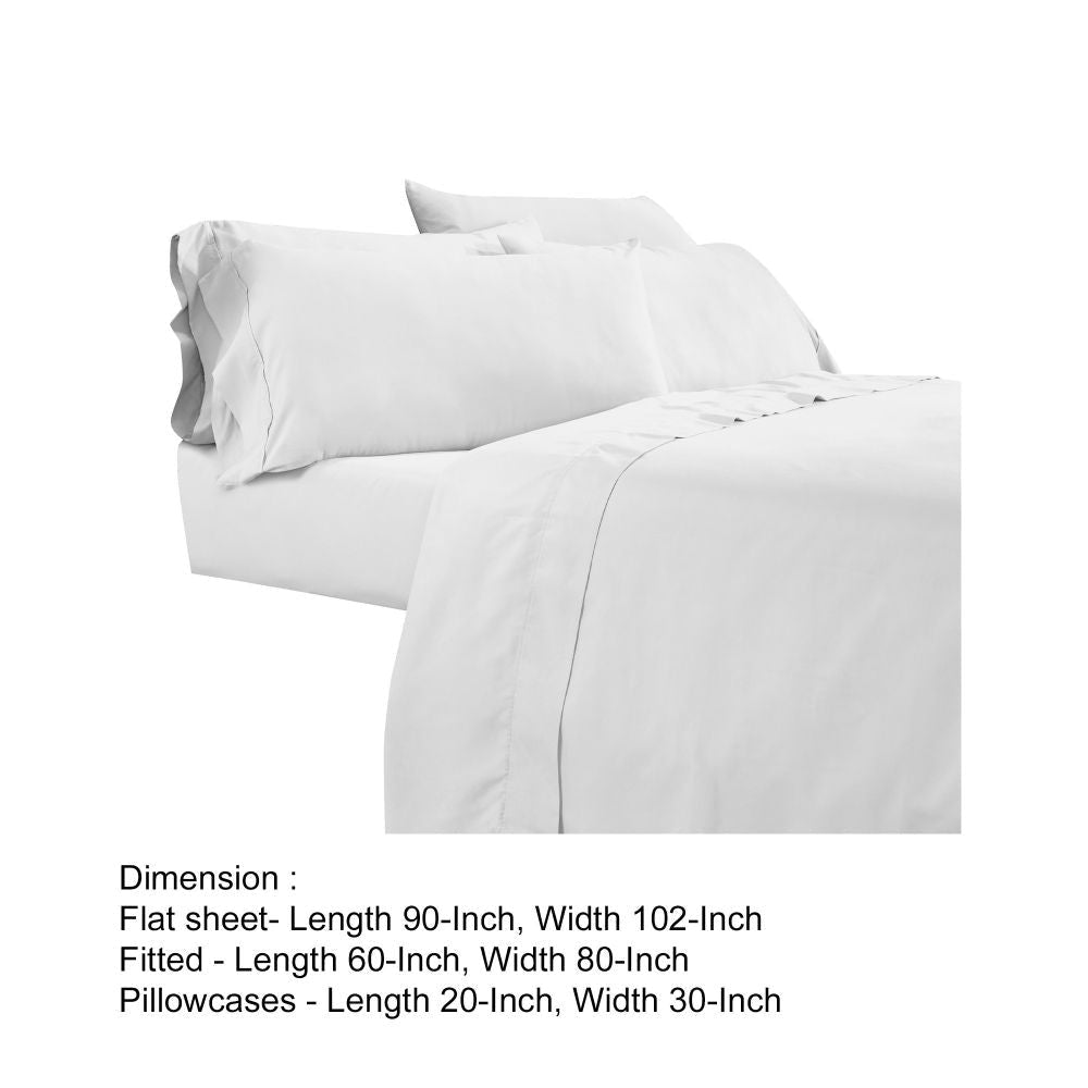 Myla 4 Piece Queen Sheet Set Stitched White Microfiber By Casagear Home BM301890