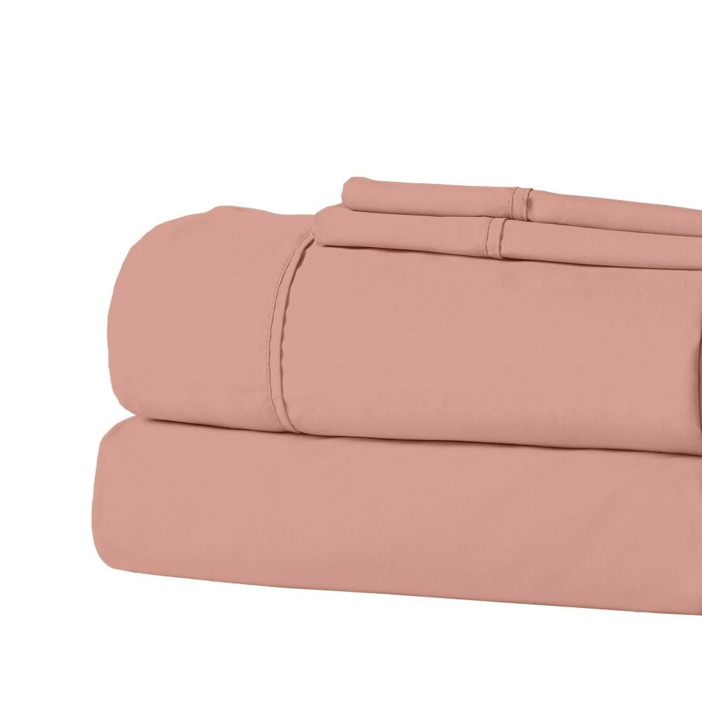 Myla 4 Piece Queen Sheet Set Stitched Pink Microfiber By Casagear Home BM301905