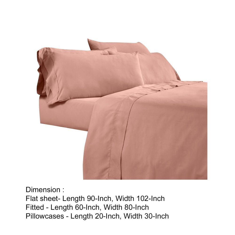 Myla 4 Piece Queen Sheet Set Stitched Pink Microfiber By Casagear Home BM301905