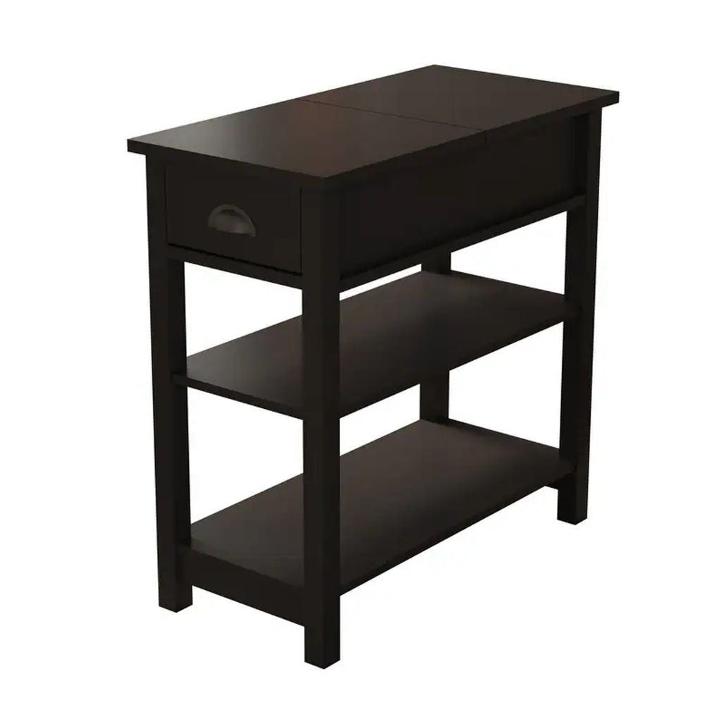 Fifo 24 Slim Side Table Cup Holder 2 Shelves Brown By Casagear Home BM301941