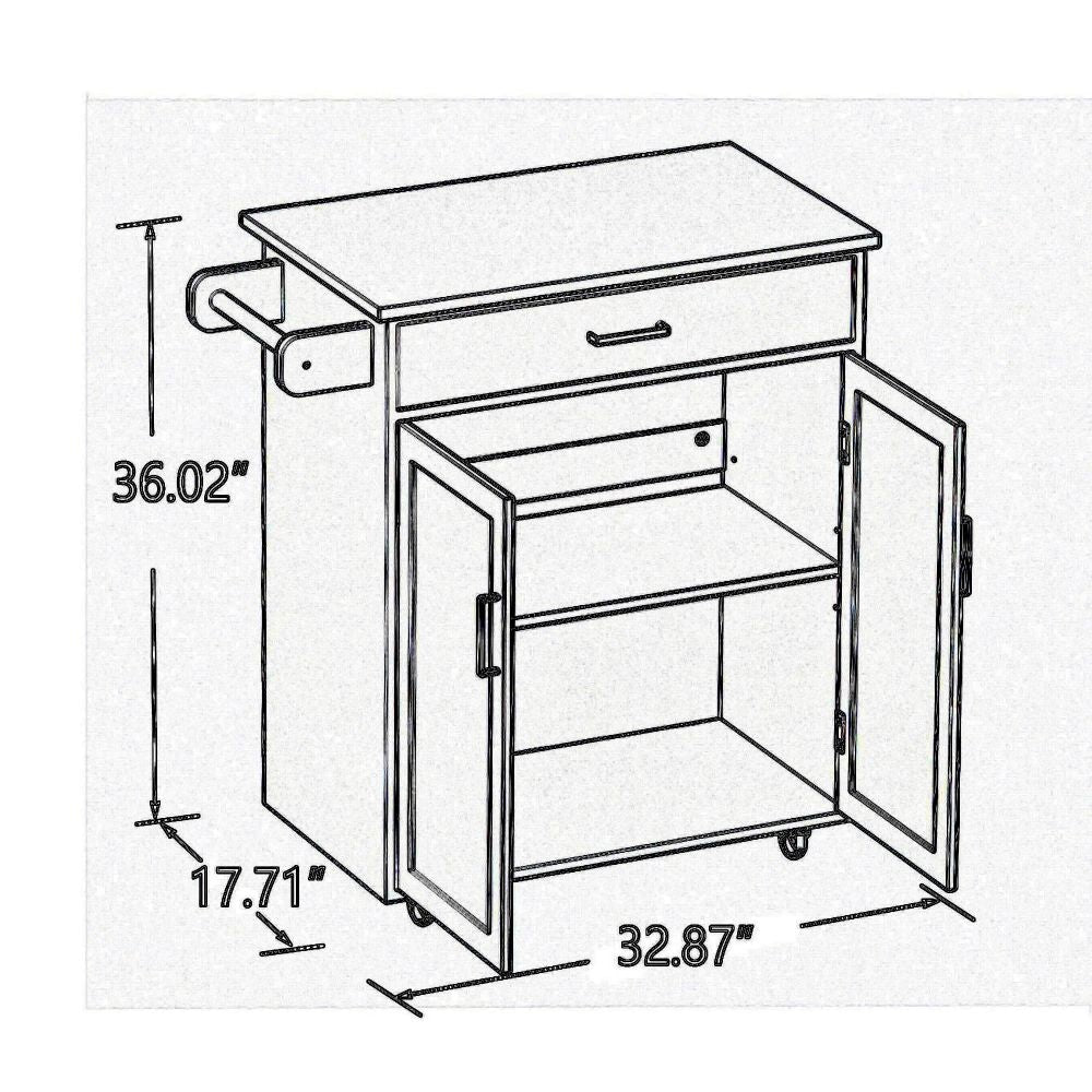 36 Kitchen Islend Towel Rack Double Door Cabinet White By Casagear Home BM301945