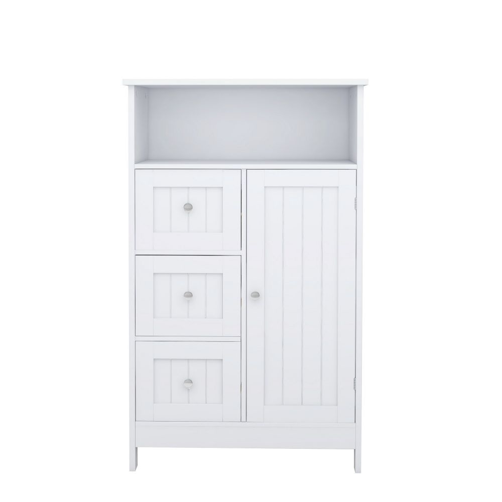 39 Storage Cabinet with 3 Drawers 1 Open Shelf White By Casagear Home BM302018