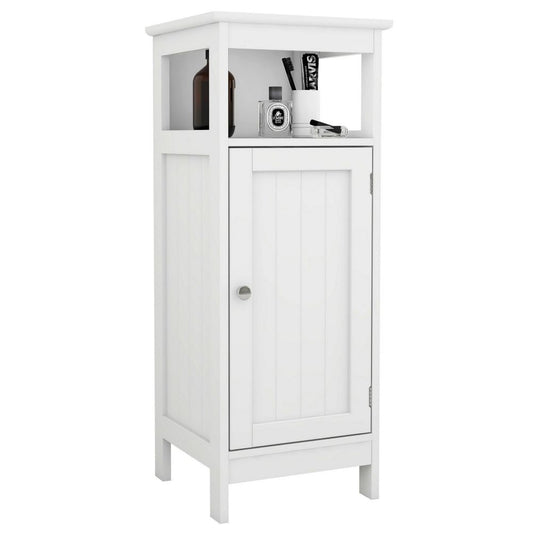 32" Tall Storage Cabinet with 1 Open Shelf, Crisp White By Casagear Home