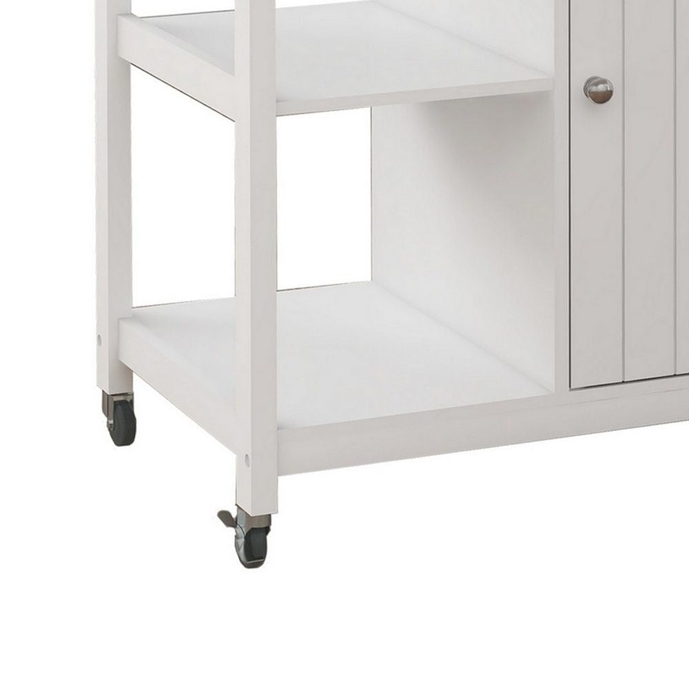 40 Rolling Kitchen Cart Stainless Steel Surface White By Casagear Home BM302022