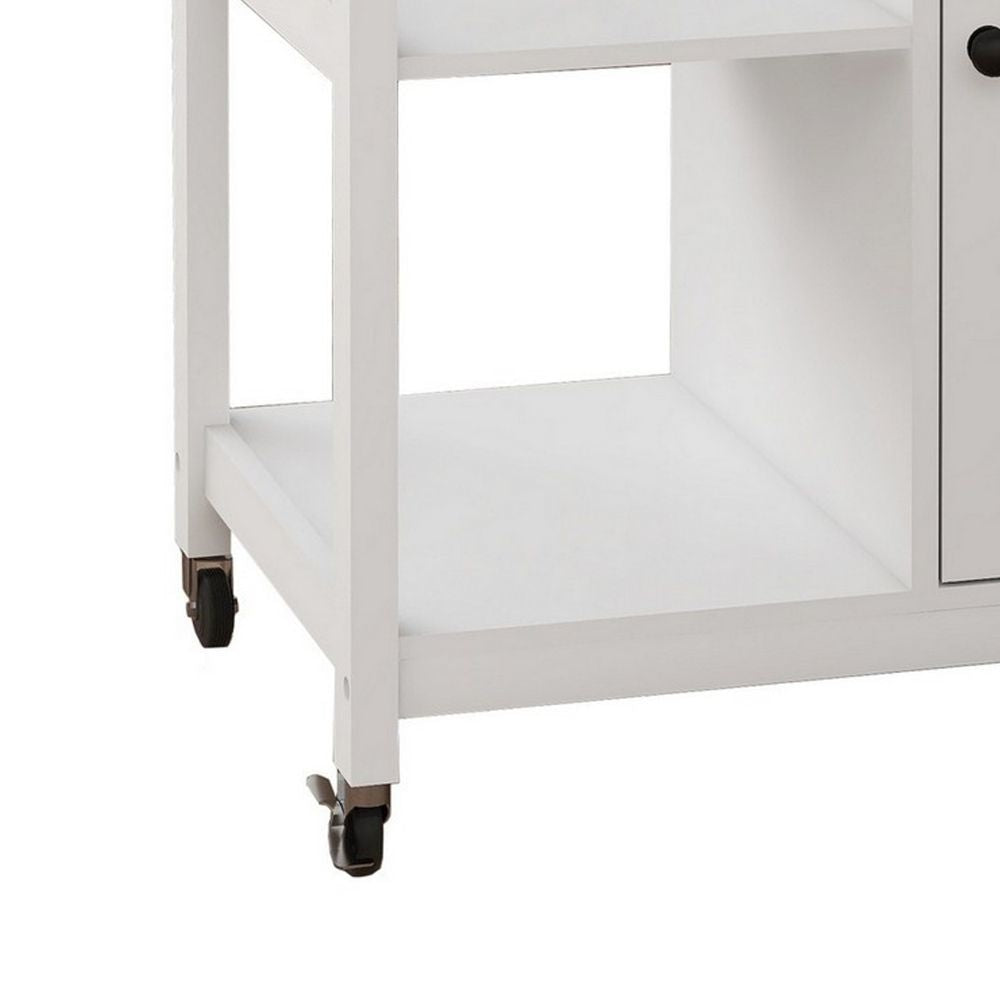 40 Rolling Kitchen Cart Rich Brown Wood Surface White By Casagear Home BM302023