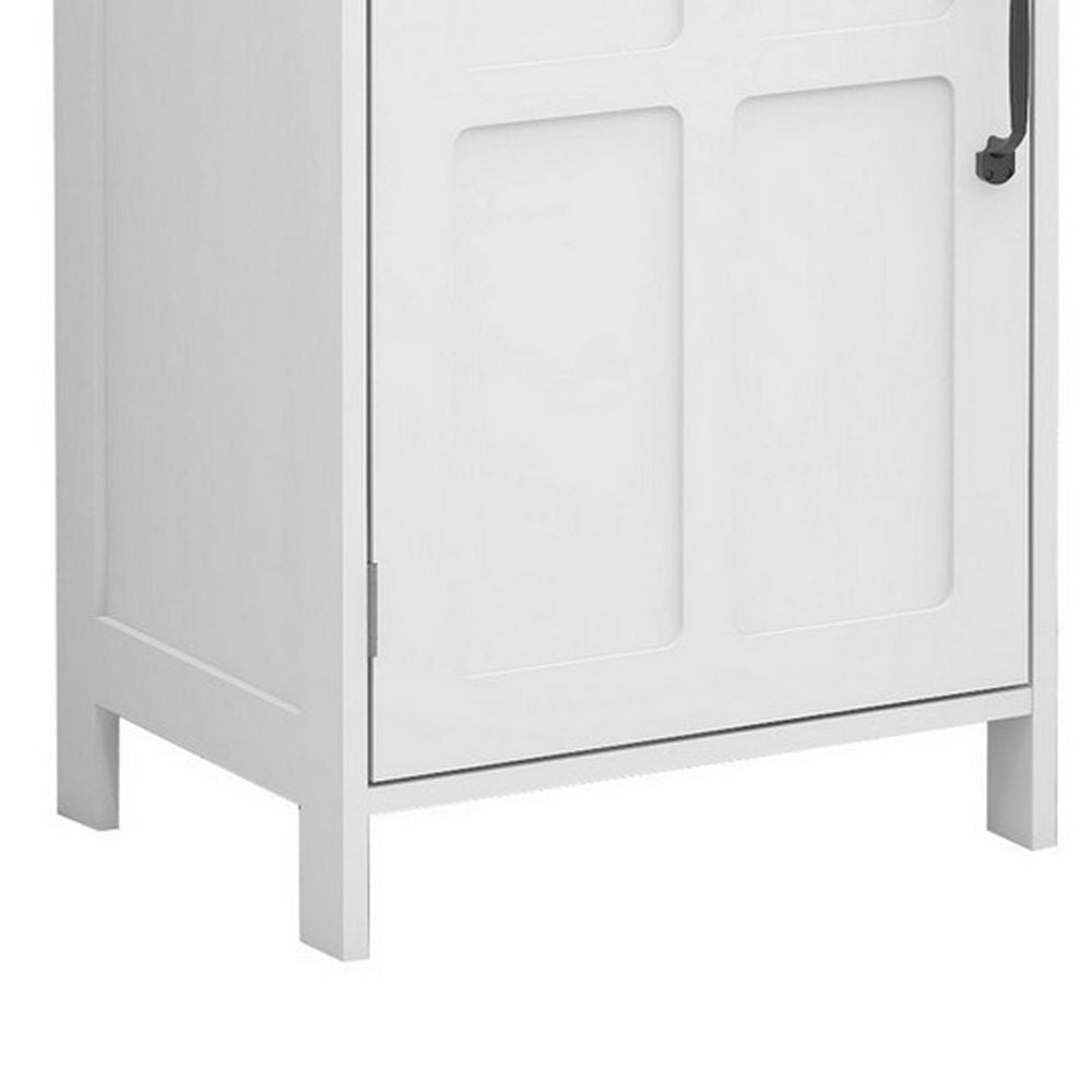 65 Tall Standing Cabinet Open Shelf Black Handles White By Casagear Home BM302026